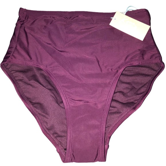 Kona Sol Women's Burgundy Wine High Waist Tummy Control Bottoms AGD03 Sz S NWT - Picture 2 of 14